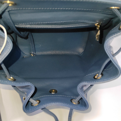 CHANEL BUSINESS AFFINITY Deep Blue Quilted Leather Grained Double Shoulder Bag with Gold Hardware 23 opening-(SKU)-956086106