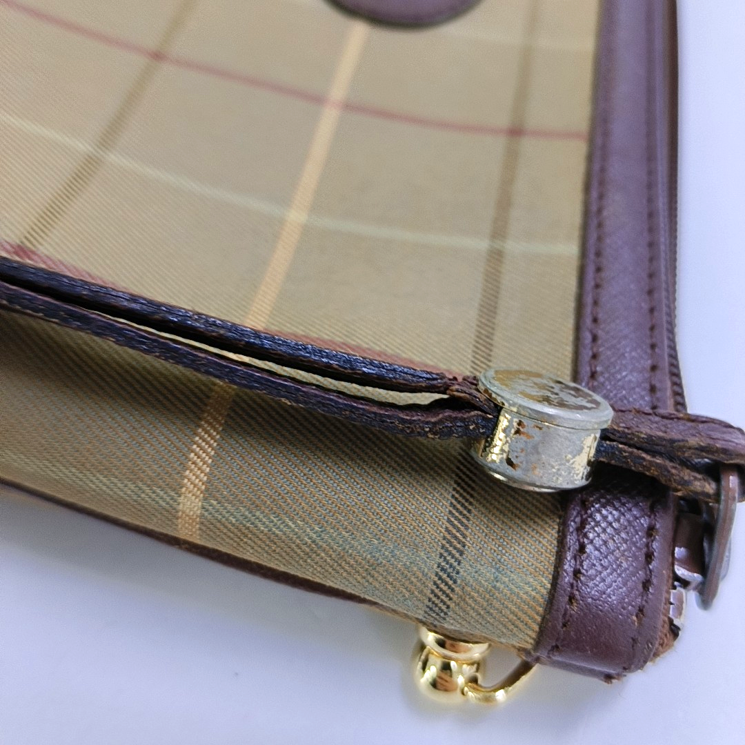 BURBERRY Light Green Canvas Clutch Brown Hardware-(SKU)-959766282