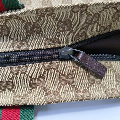 GUCCI Diaper  Brown Canvas Monogram Handbag Single Shoulder Bag Silver Hardware-(SKU)-953375833