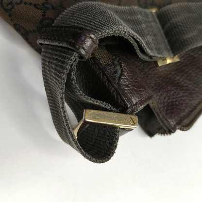 GUCCI Brown Canvas Monogrammed Crossbody Shoulder Bag Golden hardware-(SKU)-952860754