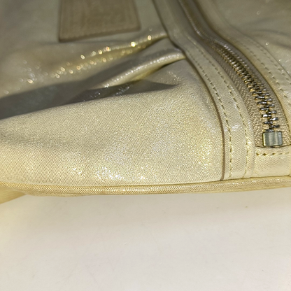 COACH Champagne Special Material Patchwork Quilted Single Shoulder Bag Silver Hardware Removable shoulder strap-(SKU)-937632095