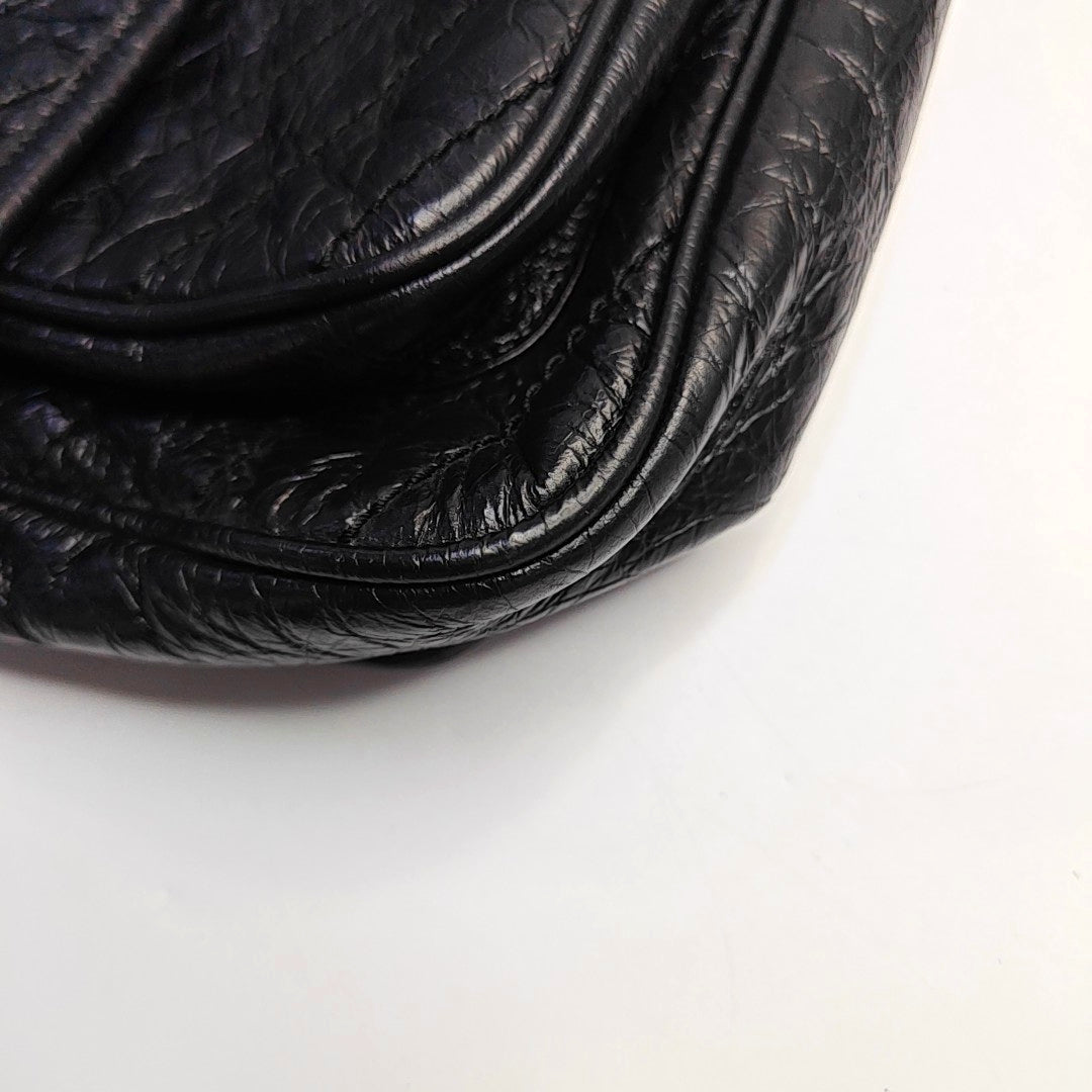 YSL NIKI Medium Size Black Leather Quilted V-Shape Shoulder Bag with Black Ruthenium Hardware-(SKU)-966134744