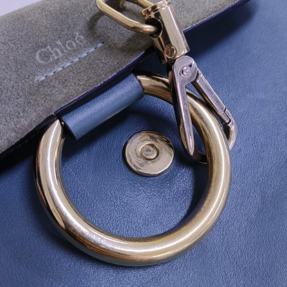 Chloé Faye Small size Blue Cowhide Crossbody Bag Single Shoulder Bag Golden Silver Hardware-(SKU)-950599732