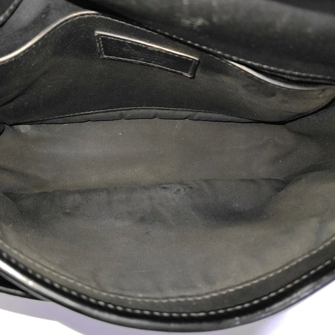 YSL NIKI Small Size Black Patent Leather Crocodile Embossed Single Shoulder Bag Crossbody Bag Palladium Hardware-(SKU)-965692565