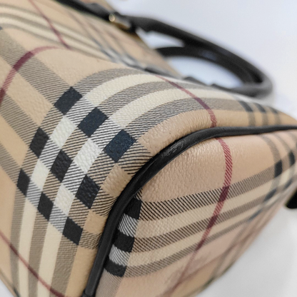 BURBERRY Khaki Coated Canvas War Horse Grain Handbag Golden hardware-(SKU)-954766692