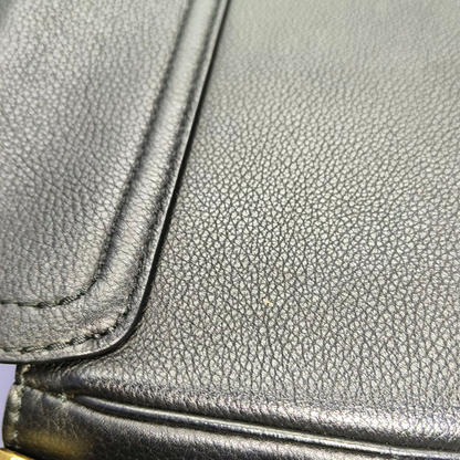 LOUIS VUITTON LOCKME TENDER Black Leather Shoulder Bag with Shoulder Strap, Gold Hardware, Removable Shoulder Strap-(SKU)-963366235