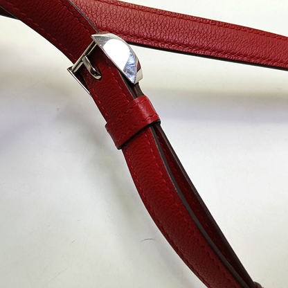 HERMÈS 2002 26 Red Evercolor Calfskin Crossbody Shoulder Bag with Silver Hardware, C-(SKU)-951512594