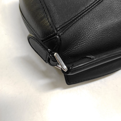 LOEWE Puzzle Mini Black Calf Leather Geometric Crossbody Shoulder Bag Tote Bag-(SKU)-948018688