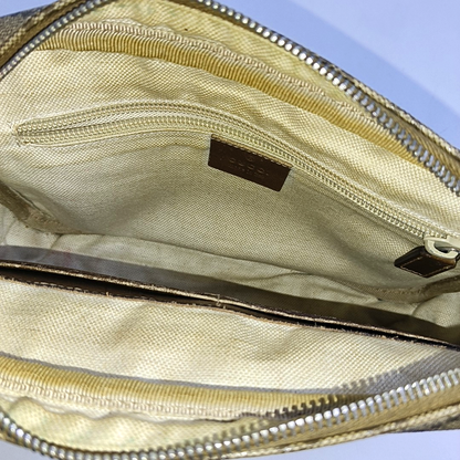 GUCCI GG Blooms Small size Khaki Calfskin Printed Handbag Silver Hardware-(SKU)-948628450