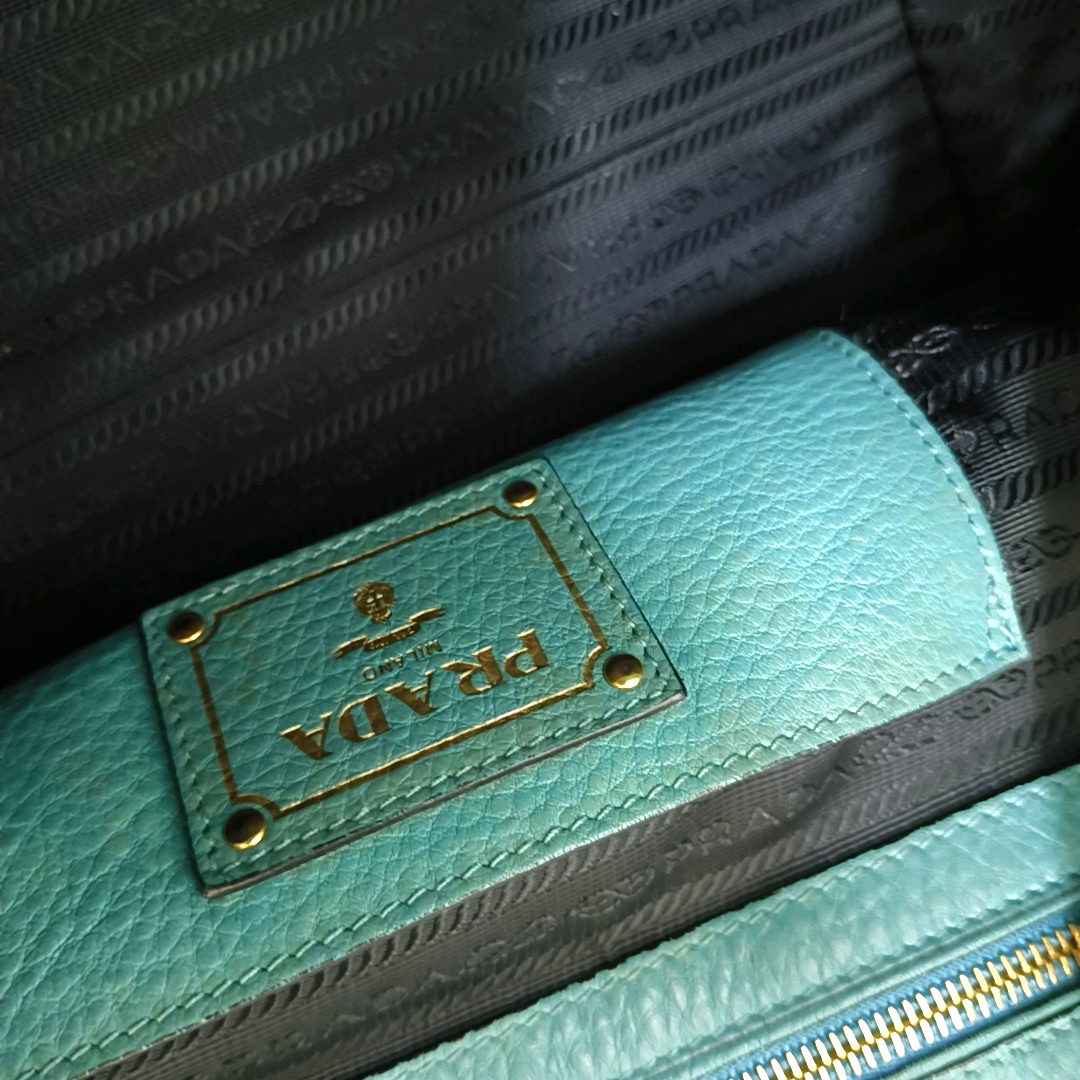 PRADA Twin Blue Cowhide Logo Single Shoulder Bag Handbag Crossbody Bag Ruthenium color hardware Removable shoulder strap-(SKU)-956216125