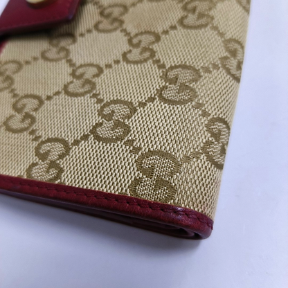 GUCCI Khaki Fabric Old Flower Money Wallet Golden hardware-(SKU)-947866135
