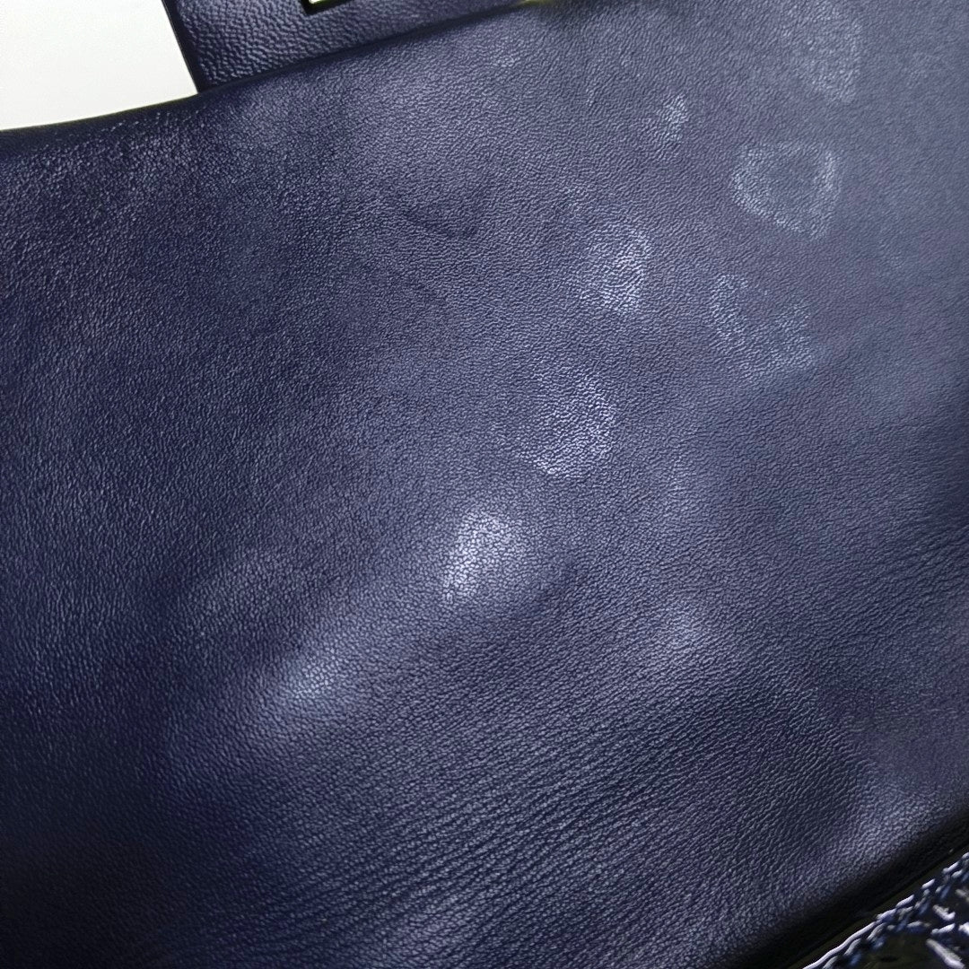 CHANEL CLASSIC FLAP Deep Blue Patent Leather Quilted Bag with Silver Hardware, 19-(SKU)-966563538