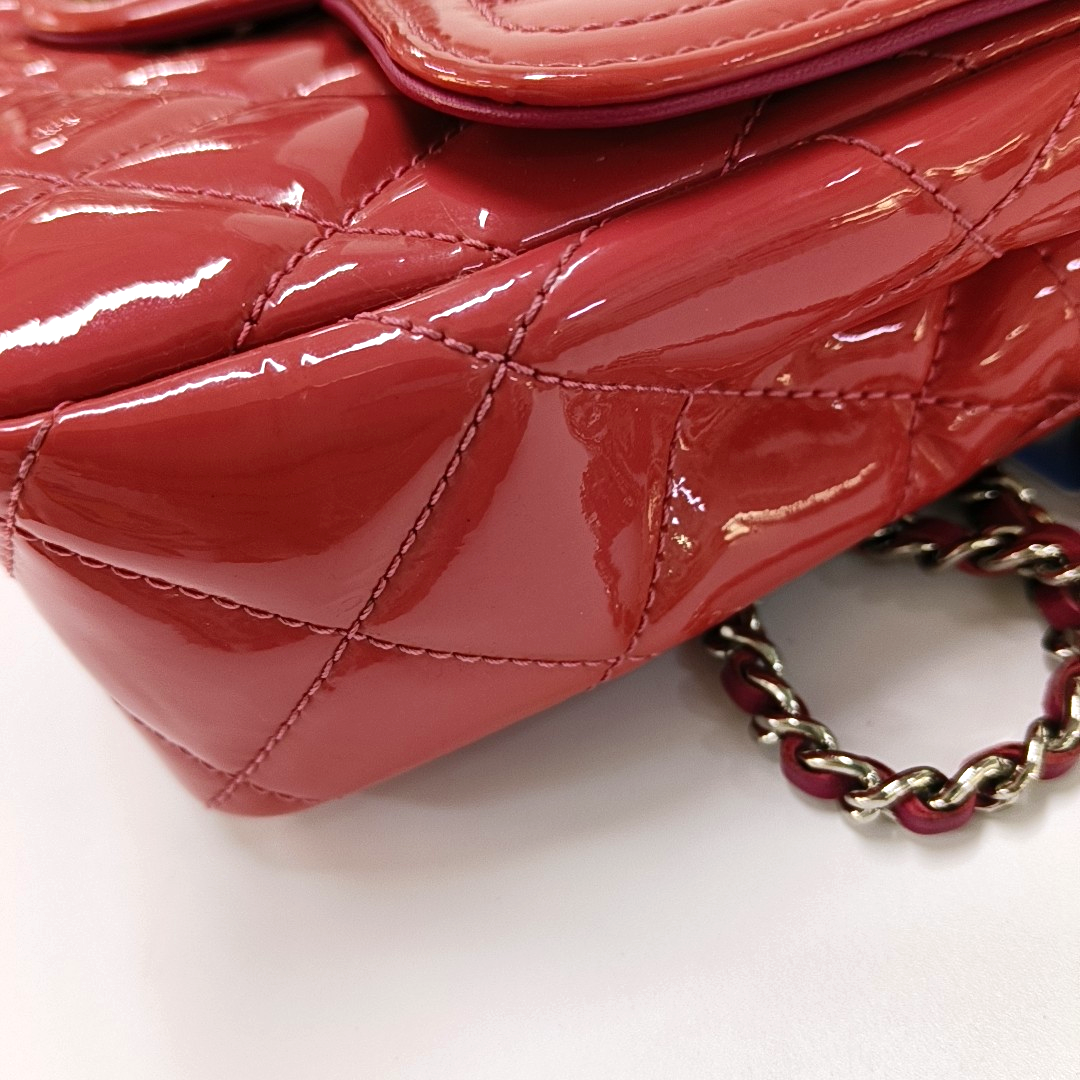 CHANEL CLASSIC FLAP Pink Patent Leather Quilted Shoulder Bag Tote Crossbody with Detachable Strap-(SKU)-955718315