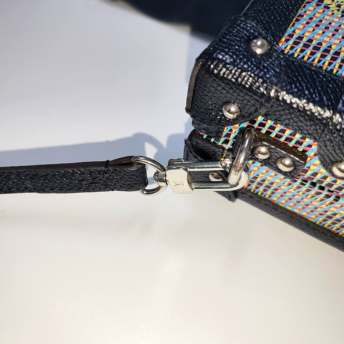 LOUIS VUITTON PETITE MALLE Gray Leather Printed Crossbody Shoulder Bag Silver Hardware Removable Strap-(SKU)-945960647