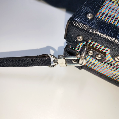 LOUIS VUITTON PETITE MALLE Gray Leather Printed Crossbody Shoulder Bag Silver Hardware Removable Strap-(SKU)-945960647