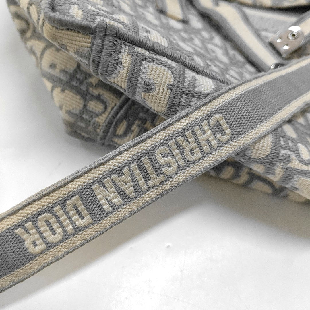 DIOR Diorcamp Grey Canvas Monogram Crossbody Bag Single Shoulder Bag Silver Hardware-(SKU)-968970335