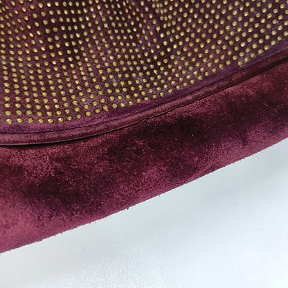 BURBERRY Purple Velvet Leather Tote Bag Golden hardware-(SKU)-12946177