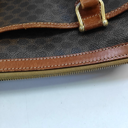 CELINE MACADAM Brown Coated Canvas Triumph Tote Bag Golden hardware-(SKU)-935552014