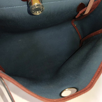 HERMÈS Herbag 31 Massala Tea Canvas Single Shoulder Bag Silver Hardware U Pouch Removable Strap-(SKU)-969010862