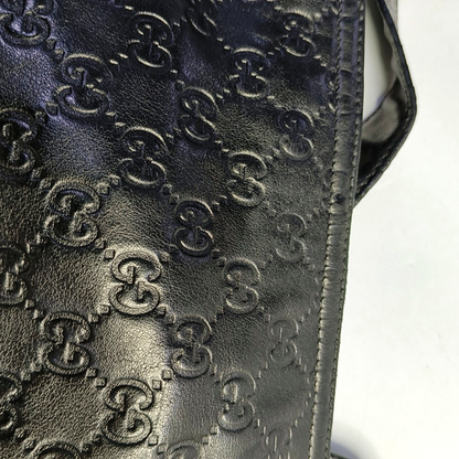 GUCCI GG Imprime Black Cowhide Monogrammed Quilted Crossbody Shoulder Bag Golden hardware-(SKU)-960401347