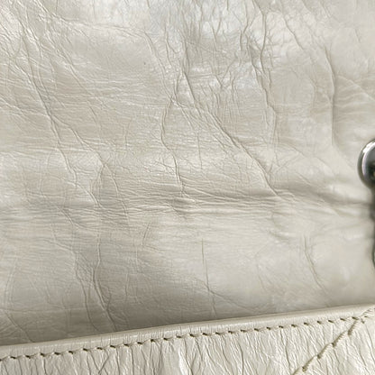 YSL NIKI Small White Calfskin Quilted V-Shape Single Shoulder Bag and Crossbody with White Ruthenium Hardware-(SKU)-970582755