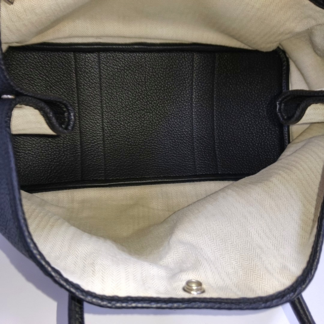 HERMÈS Garden Party 36 Black Negonda Small Bull Leather Tote Handbag with Silver Hardware-(SKU)-965690824