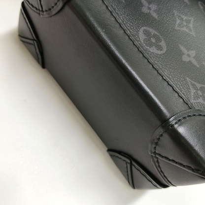 LOUIS VUITTON STEAMER Extra Small Black Coated Canvas Monogram Shoulder Bag Tote Bag Palladium Hardware Removable Strap-(SKU)-964433015