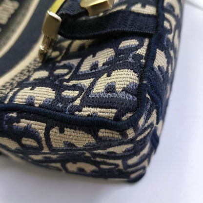 DIOR Diorcamp small size deep blue canvas with Monogram embossed pattern shoulder bag, crossbody bag, handbag with gold hardware and detachable strap-(SKU)-968753549