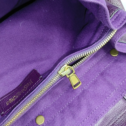 YSL MUSE TWO Purple Leather Tote Golden hardware-(SKU)-954560346