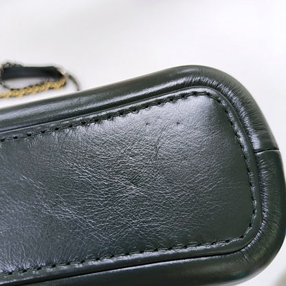 CHANEL GABRIELLE Small Dark Green Tweed Quilted Shoulder Bag Crossbody Bag Detachable Strap-(SKU)-969580034