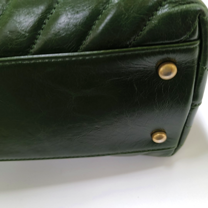 CHANEL COCO HANDLE Large Green Calfskin Quilted V Pattern Single Shoulder Bag Handbag Detachable Strap-(SKU)-963065464