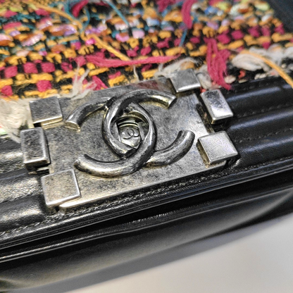 CHANEL BOY CHANEL Small Multicolor Embossed Leather Shoulder Bag Crossbody Palladium Hardware 20 Clasp Removable Strap-(SKU)-931095123