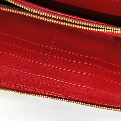 CELINE SOLO Red Leather Wallet Golden hardware-(SKU)-935679430