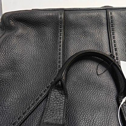 YSL MUSE Black Cowhide Quilted Rivets Tote Bag Silver Hardware-(SKU)-946633480