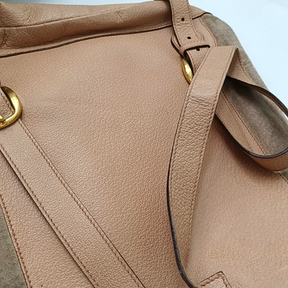 GUCCI Brown suede bamboo backpack Golden hardware-(SKU)-948850535