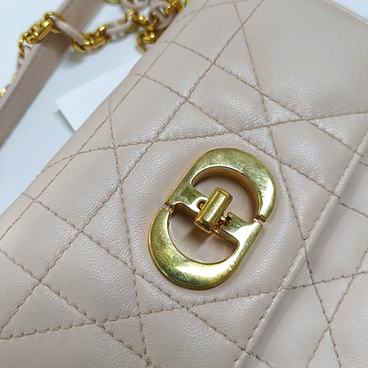 DIOR Dior Caro Mini Pink Calfskin Diamond Quilted Shoulder Bag Crossbody Bag Gold Hardware Removable Strap-(SKU)-965127534