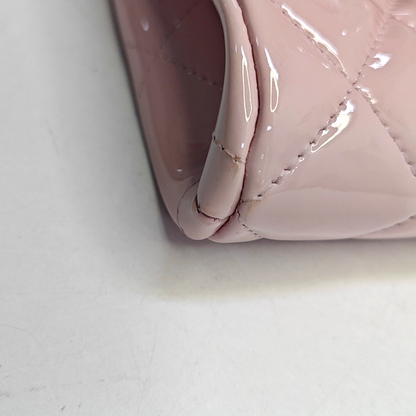 CHANEL CLASSIC FLAP Light Pink Lacquered Leather Quilted Matelassé Crossbody Shoulder Bag Handbag Gold and Silver Hardware 17 Openings-(SKU)-952358832