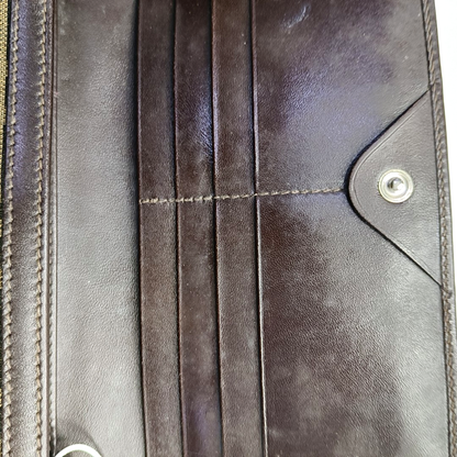 FENDI 棕色帆布双F钱包-(SKU)-952489575