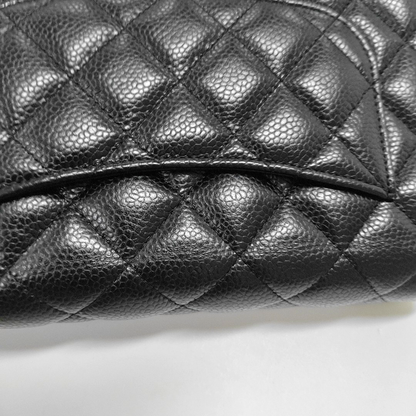 CHANEL WOC Black Caviar Leather Quilted Crossbody Shoulder Bag with Silver Hardware-(SKU)-963482245