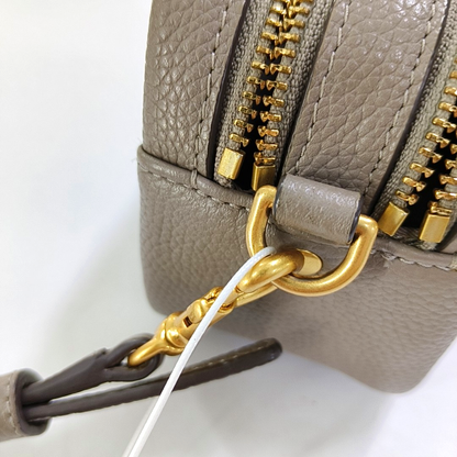 TORY BURCH Perry Grey Leather Embossed Crossbody Bag Single Shoulder Bag Golden hardware Removable shoulder strap-(SKU)-951355825