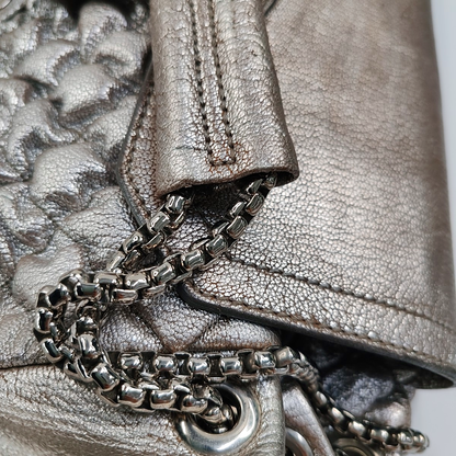 Alexander McQUEEN Silver Leather Quilted Single Shoulder Bag Tote Bag Silver Hardware-(SKU)-14444557