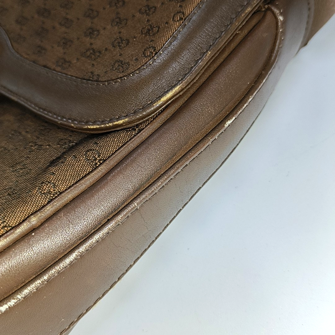 GUCCI GG Messenger Brown Canvas Monogram Shoulder Bag Golden hardware Vintage model-(SKU)-13122359