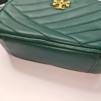 TORY BURCH Kira Small size Dark Green Sheepskin Quilted Crossbody Single Shoulder Bag Golden hardware-(SKU)-936318377