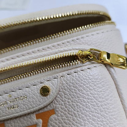 LOUIS VUITTON GRADIENT Mini Beige Leather Monogram Vernis Crossbody Shoulder Bag Hobo Bag with Gold Hardware and 2 Detachable Straps-(SKU)-967336179