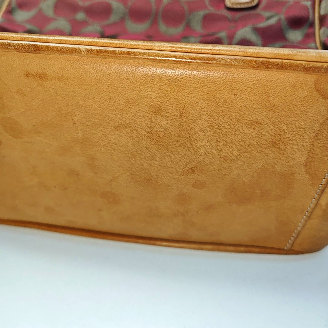 COACH Tote bag Red Canvas Monogram Floral Handbag Silver Hardware-(SKU)-936434550