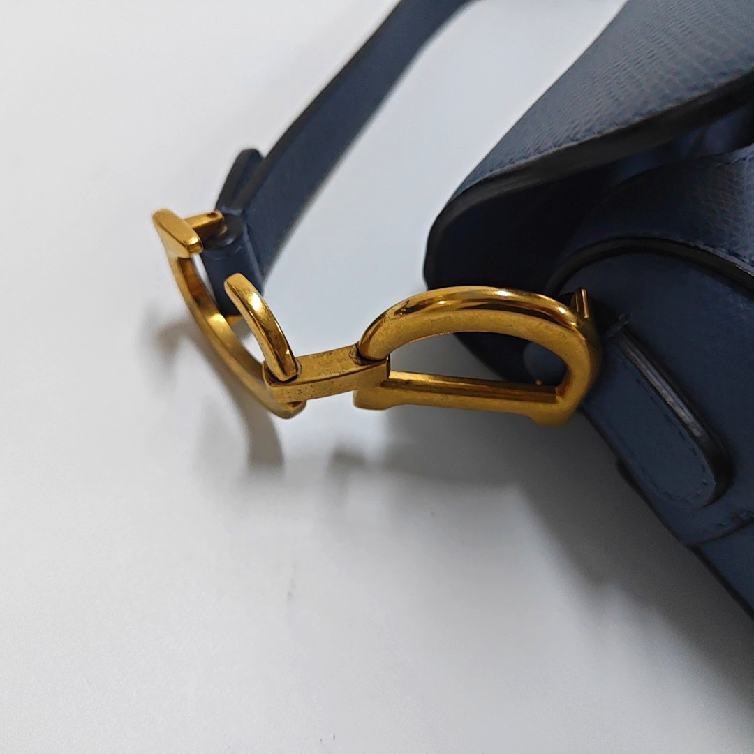DIOR Saddle Mini Blue Calfskin Saddle Bag Tote and Shoulder Bag with Gold Hardware-(SKU)-953948330