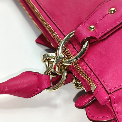 COACH Colette Fuchsia Leather Shoulder Tote Crossbody Bag Golden hardware Removable shoulder strap-(SKU)-931965984
