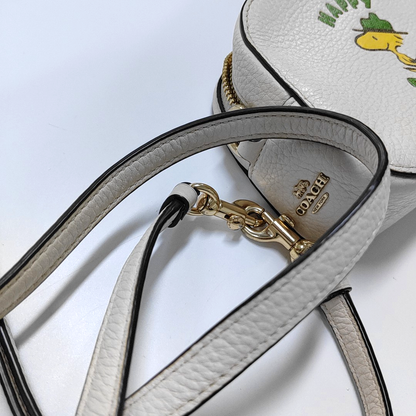 COACH White Leather Printed Single Shoulder Bag Crossbody Golden hardware Removable shoulder strap-(SKU)-933824945