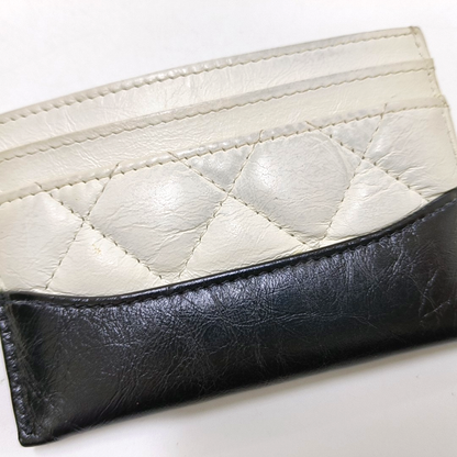 CHANEL GABRIELLE White Cowhide Diamond Pattern Card Wallet Golden hardware 25nan-(SKU)-959022571