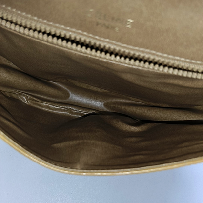 CELINE Brown Leather Single Shoulder Bag Crossbody Bag Silver Hardware-(SKU)-14353451